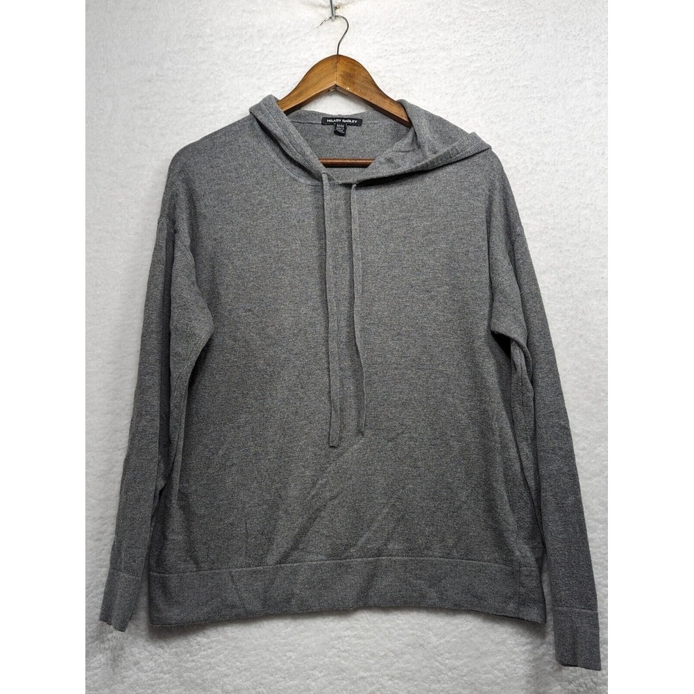 Hilary Radley Heather‎ Gray PULLOVER HOODIE SWEATER  - Cotton Blend Costco M